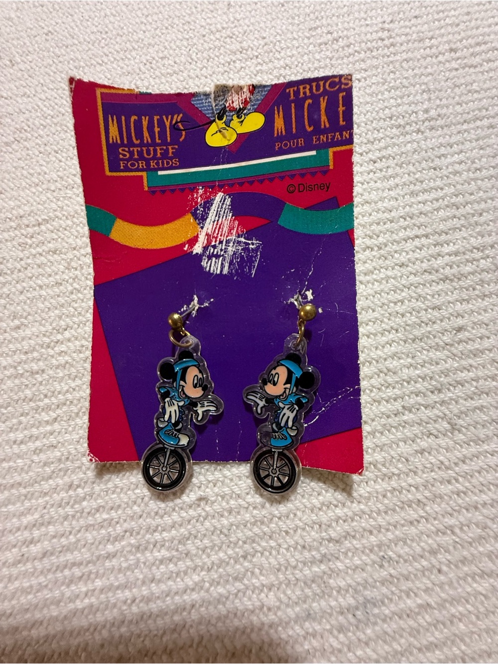 Mickey Mouse Kids Blue Unicycle Drop Earrings - Mickey's Stuff